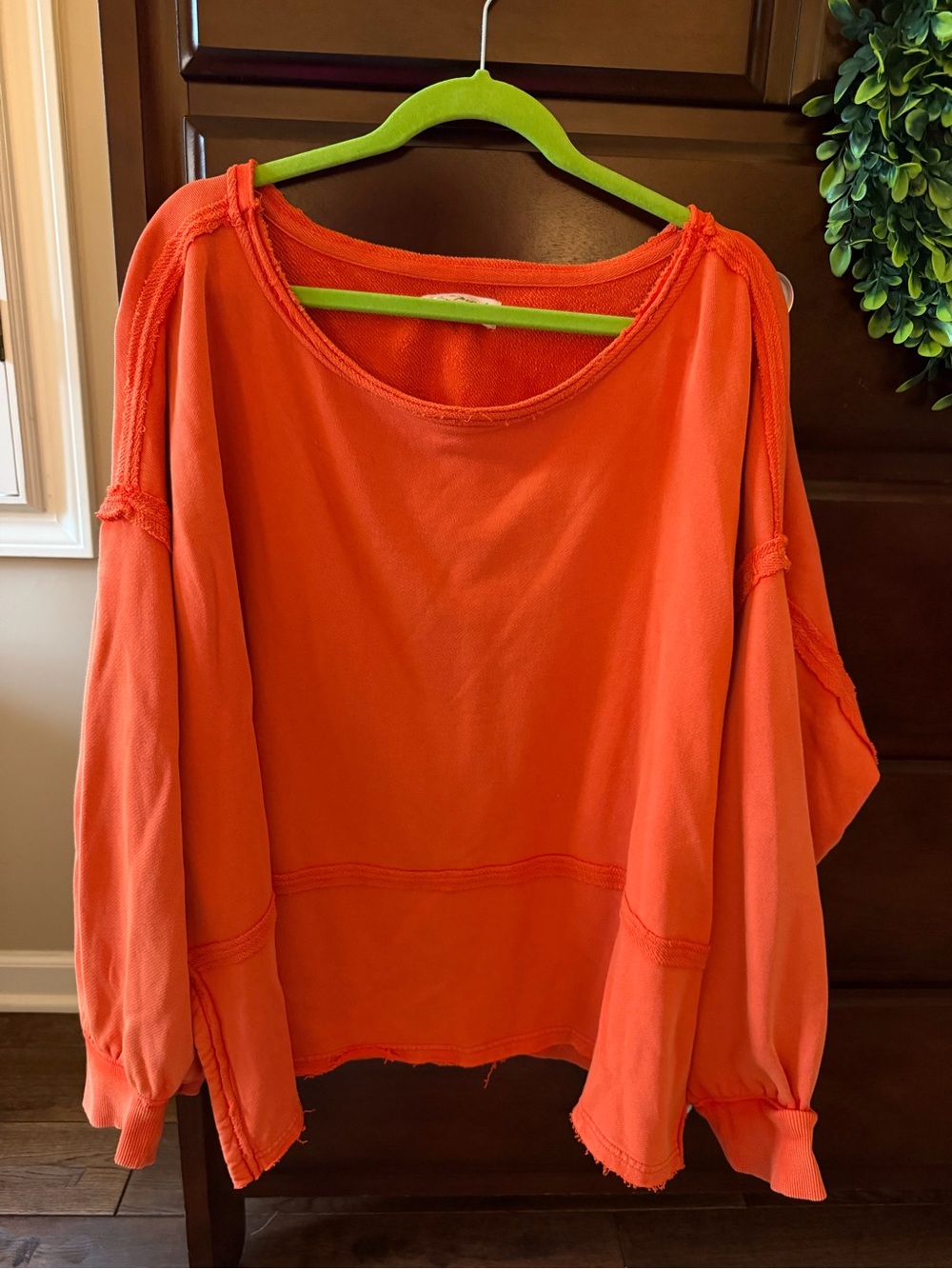Free People Oversized Orange Scoop-Neck Pullover